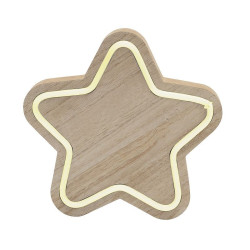 Decor de masa, banda neon-light, din lemn, lumina alb cald