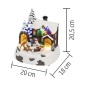 Diorama Craciun, LED-uri multicolore, sanie rotativa cu reni, om de zapada, 20.5x20 cm