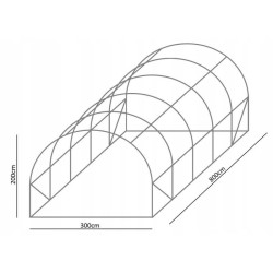 Sera tip tunel 8x3x2 m, cadru metalic, folie PE cu filtru UV4, 10 ferestre