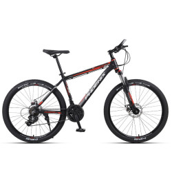 Bicicleta MTB de 26 inch, 21 viteze Shimano, jante aluminiu, frane disc, Phoenix, negru-rosu