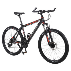 Bicicleta MTB de 26 inch, 21 viteze Shimano, jante aluminiu, frane disc, Phoenix, negru-rosu