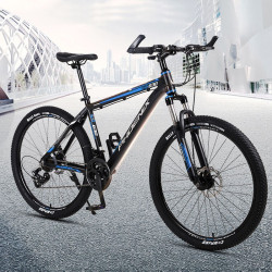 Bicicleta MTB de 26 inch, 21 viteze Shimano, jante aluminiu, frane disc, Phoenix, negru-albastru