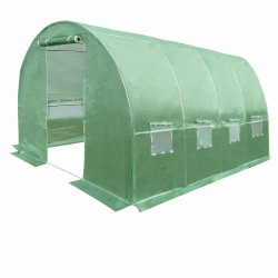 Sera tip tunel pentru gradina, 6x3x2 m, folie PE 140g/mp, filtru UV4, ferestre