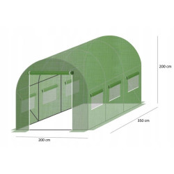 Sera tip tunel, 3.5x2x2 m, folie PE 140g/mp, cadru metalic, filtru UV4