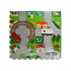 Covor tip puzzle cu masinute, 60x60 cm, 4 piese spuma EVA, grosime 1 cm