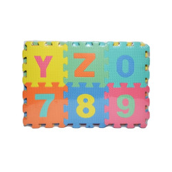 Covor tip puzzle cifre si litere, spuma EVA, 36 piese 15x15 cm, 3 ani+