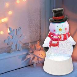 Felinar LED de Craciun, cu lichid si sclipici, ornamental, cu baterii