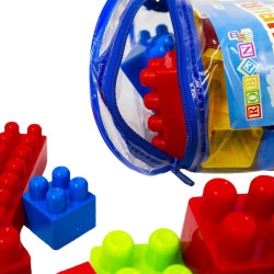Cuburi de construit, 36 piese multicolore, saculet plastic depozitare