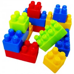 Cuburi de construit, 36 piese multicolore, saculet plastic depozitare