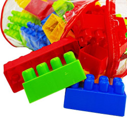Set 65 cuburi construit, piese plastic, multicolor, varsta 2 ani+
