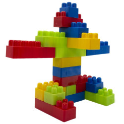 Cuburi de construit, 130 piese, 3 marimi, diverse culori