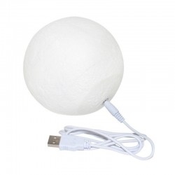 Lampa de veghe luna 3D 20 cm, 16 culori, telecomanda, suport lemn, reincarcabila USB