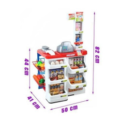 Set supermaket, 24 accesorii, lumini, efecte sonore, carucior cumparaturi, casa de marcat, 82x50x44 cm