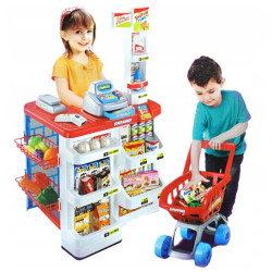 Set supermaket, 24 accesorii, lumini, efecte sonore, carucior cumparaturi, casa de marcat, 82x50x44 cm
