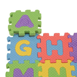 Covor puzzle din spuma moale EVA, 26 piese, 15x15 cm, alfabet si cifre, grosime 1 cm