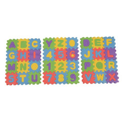 Covor puzzle din spuma moale EVA, 26 piese, 15x15 cm, alfabet si cifre, grosime 1 cm