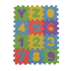 Covor puzzle din spuma moale EVA, 26 piese, 15x15 cm, alfabet si cifre, grosime 1 cm