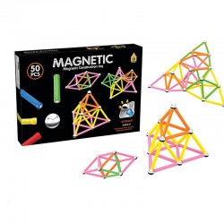 Set constructie magnetic 3D, joc interactiv cu 50 piese, varsta 6+