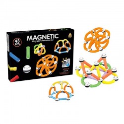 Set constructii magnetic 3D, 43 piese multicolore, 6 ani+