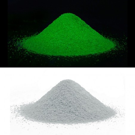 Nisip decorativ fosforescent alb care lumineaza verde