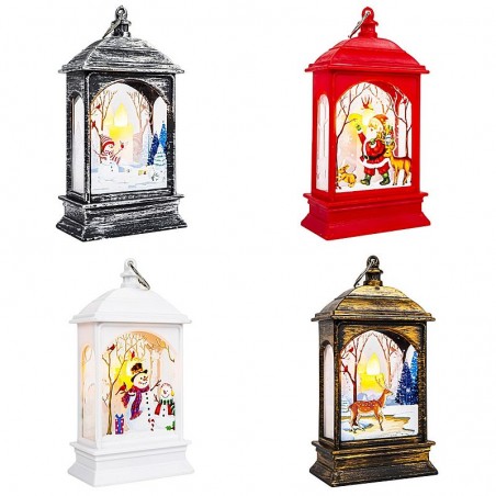 Felinar decorativ de Craciun, lumanare LED efect flacara, 15,5x7x4 cm