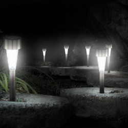 Felinar solar LED pentru gradina, stalpisor inox, IP44, set 6 bucati