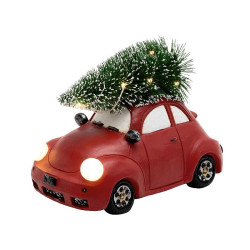 Figurina ceramica de Craciun, 9 micro LED-uri, cu baterii