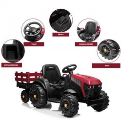 Tractor electric pentru copii, centura de siguranta, faruri, remorca inclusa, telecomanda, muzica