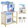 Bucatarie pentru copii, din lemn, 84.5x54x27 cm, 7 accesorii incluse, butoane senzoriale