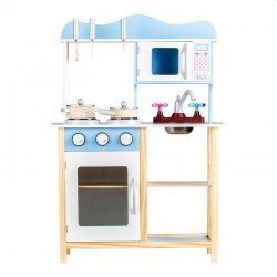 Bucatarie pentru copii, din lemn, 84.5x54x27 cm, 7 accesorii incluse, butoane senzoriale
