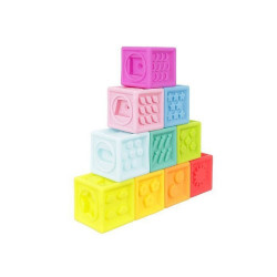 Cuburi moi constructie, jucarie senzoriala, dentitie, set 10 bucati multicolore