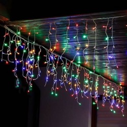 Instalatie Craciun tip perdea, 500 LED-uri multicolore, lungime 34.6 m, LED alb efect fulg nea,IP44