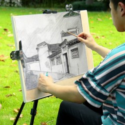 Trepied sevalet metalic pentru pictura, inaltime reglabila 50-150 cm, portabil, husa depozitare