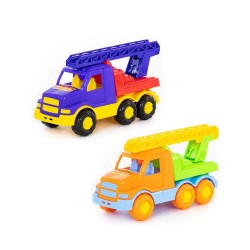 Camion pompieri, scara extensibila, 6 roti, 27x11x13 cm, multicolor