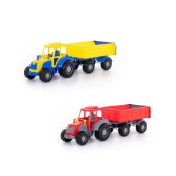 Tractor de jucarie, remorca mobila si basculanta, 59x17x18 cm