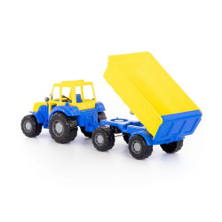 Tractor de jucarie, remorca mobila si basculanta, 59x17x18 cm