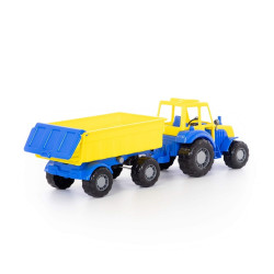 Tractor de jucarie, remorca mobila si basculanta, 59x17x18 cm