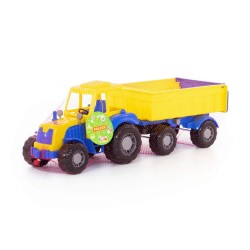 Tractor de jucarie, remorca mobila si basculanta, 59x17x18 cm