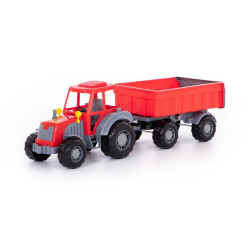 Tractor de jucarie, remorca mobila si basculanta, 59x17x18 cm