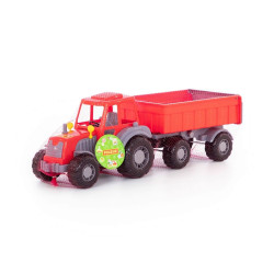 Tractor de jucarie, remorca mobila si basculanta, 59x17x18 cm