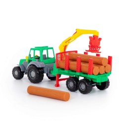 Tractor cu remorca mobila, macara, lemne transport, 61x17x25 cm