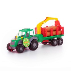 Tractor cu remorca mobila, macara, lemne transport, 61x17x25 cm