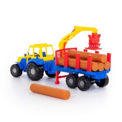 Tractor cu remorca mobila, macara, lemne transport, 61x17x25 cm