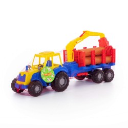 Tractor cu remorca mobila, macara, lemne transport, 61x17x25 cm