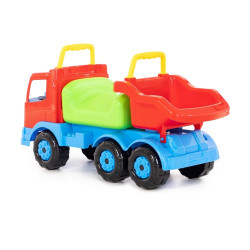 Camion fara pedale, bena basculabila, 6 roti, maner frontal si spatar, 71x26x32 cm