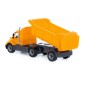 Camion cu semiremorca, 6 roti, oblon rabatabil, bena basculabila, galben, 66x19x23 cm