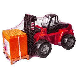 Stivuitor jucarie cu palet cuburi, furci mobile, 48x22x23 cm