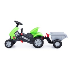Tractor TURBO pentru copii, 2 pedale si remorca, ajustabil, 125x44x54 cm