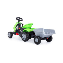 Tractor TURBO pentru copii, 2 pedale si remorca, ajustabil, 125x44x54 cm