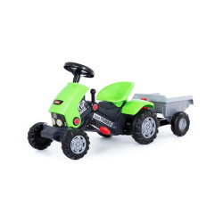 Tractor TURBO pentru copii, 2 pedale si remorca, ajustabil, 125x44x54 cm